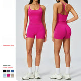 Women's Plus Size Breathable High Support Yoga Bra Halter Strap Lingerie Set with Shorts Spandex/Nylon Sports Vest Bra