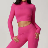 Women's Front Seamless Fitness Long Sleeve Jacket Quick Dry Yoga Sets Four-Way Stretch Breathable Workout Top Custom