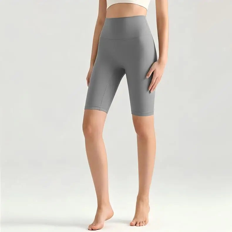 Women High Waisted Seamless Front Biker Shorts Sculpting Fit Yoga Shorts Butt Lifting Gym Workout Cycling Essentials Shorts