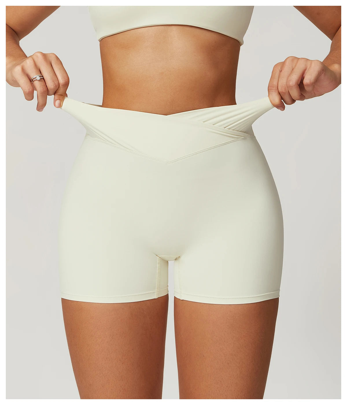 High Waist Four-Way Stretch Yoga Pants Wrinkle-Resistant Yoga Shorts Breathable Elastic Waist Scrunch Butt Lifting Legging