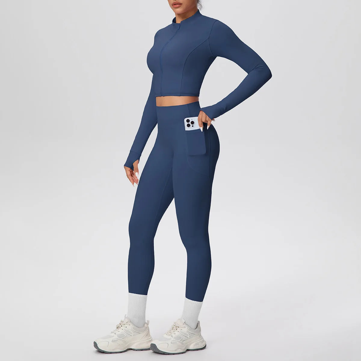 Yoga Set with Pocket Fitness Gym Clothing Leggings Women Workout Outfit 2 Piece Halter Neck Custom Sports Pilates Custom Logo