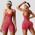 Seamless Yoga Sets Reversible Bralette with Cross Ties Leopard Print Jumpsuit Shorts Yoga Clothes High-stretch Bodysuit