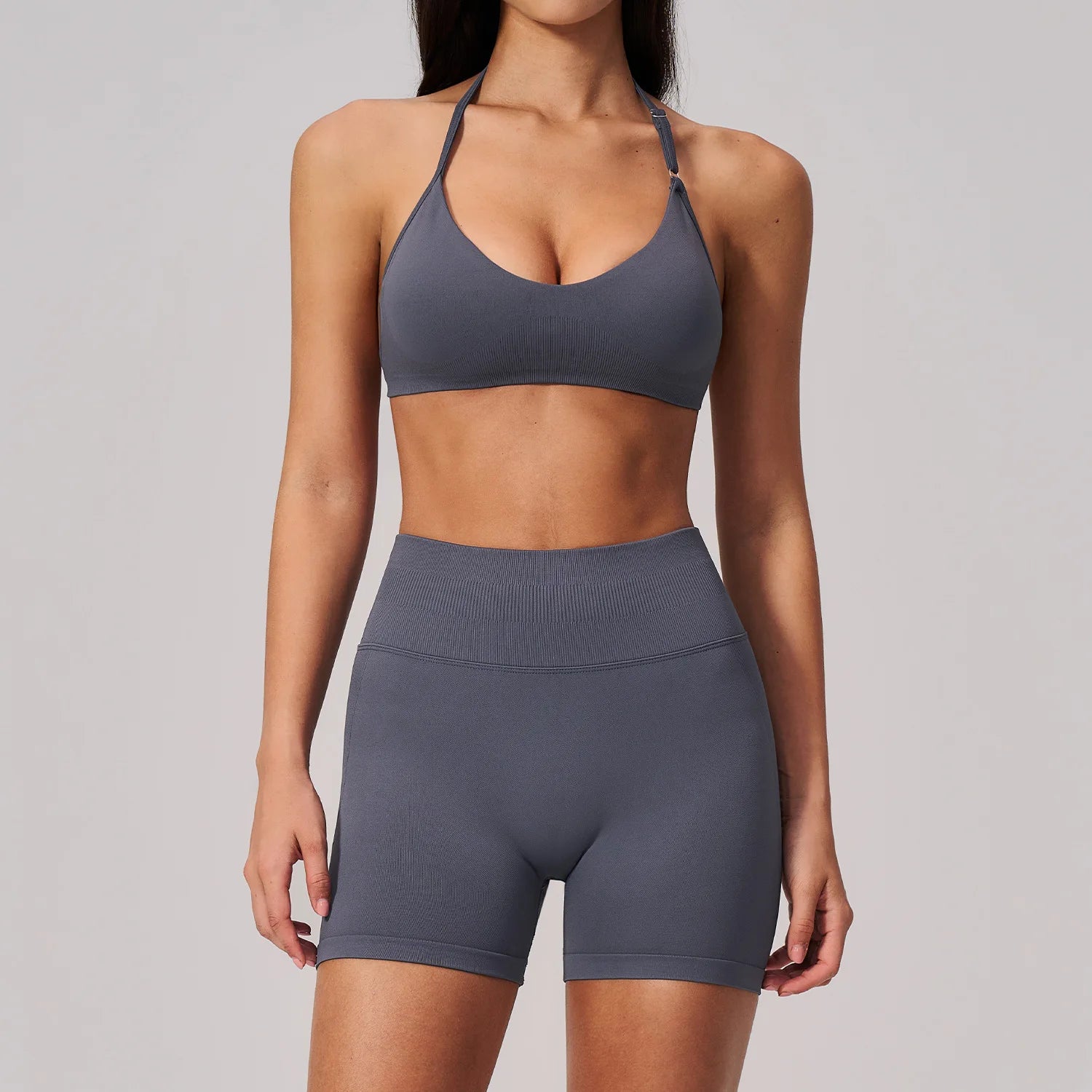 Seamless 2 Piece Tank High Waist Shorts Workout Outfits Yoga Set Gym Running Sportswear Sports Bra Crop  for Women Custom