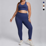 Custom XXXL Plus Size Active Sportswear Sports Bra High Waist High Elastic Pocket Yoga Pants Leggings Gym Fitness Sets