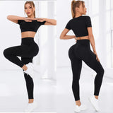 Factory New Reversible Breathable Ruched Striped Seamless Knitted Hip Yoga Exercise Fitness Sleeveless Pants Yoga Set