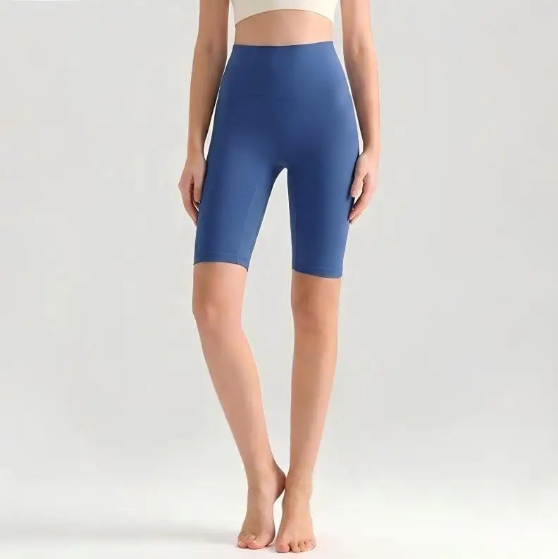 Women High Waisted Seamless Front Biker Shorts Sculpting Fit Yoga Shorts Butt Lifting Gym Workout Cycling Essentials Shorts