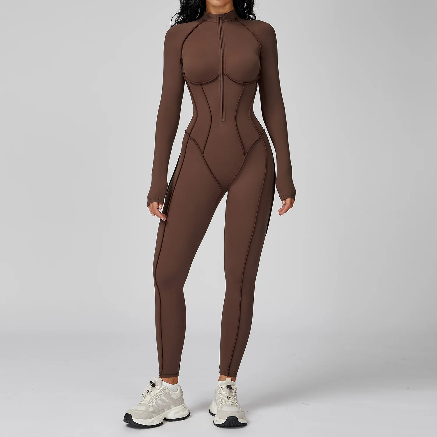 Zippered Front Breathable Gym Fitness Jumpsuit for Women Workout  Yoga Jumpsuit High Impact Sports Suit  Custom Logo