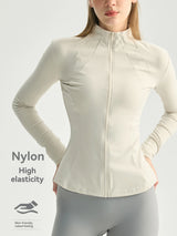 Custom Slim Fit Yoga Jacket Full Zip Long Sleeve Workout Top Double 8 Bust Line Slimming Curve Running Sport Jacket