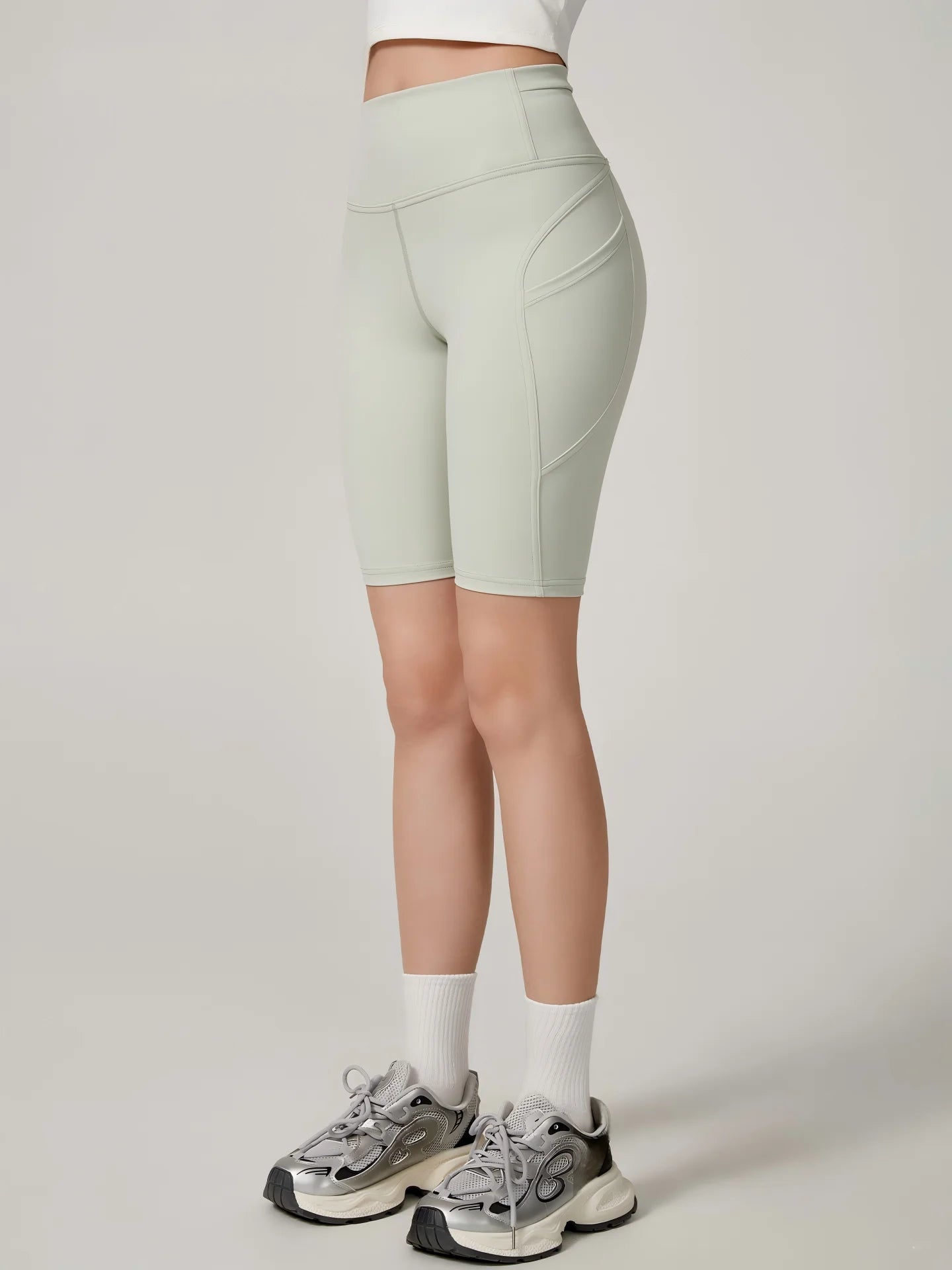 Custom Women's High-Waisted Knee-Length Yoga Gym Fitness Shorts for Breathable Quick Dry Four-Way Stretch Elastic