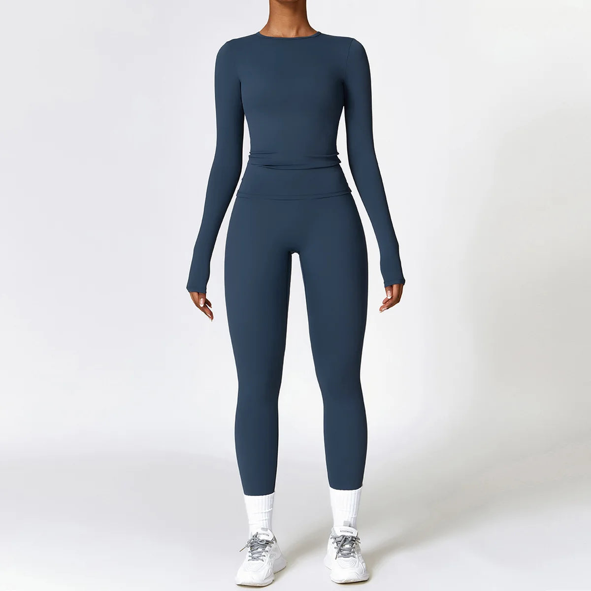 Custom Logo Yoga Set Long Sleeve 2 Piece Workout Set Women High Waist Leggings Shorts Gym Fitness Wear  Quick Dry