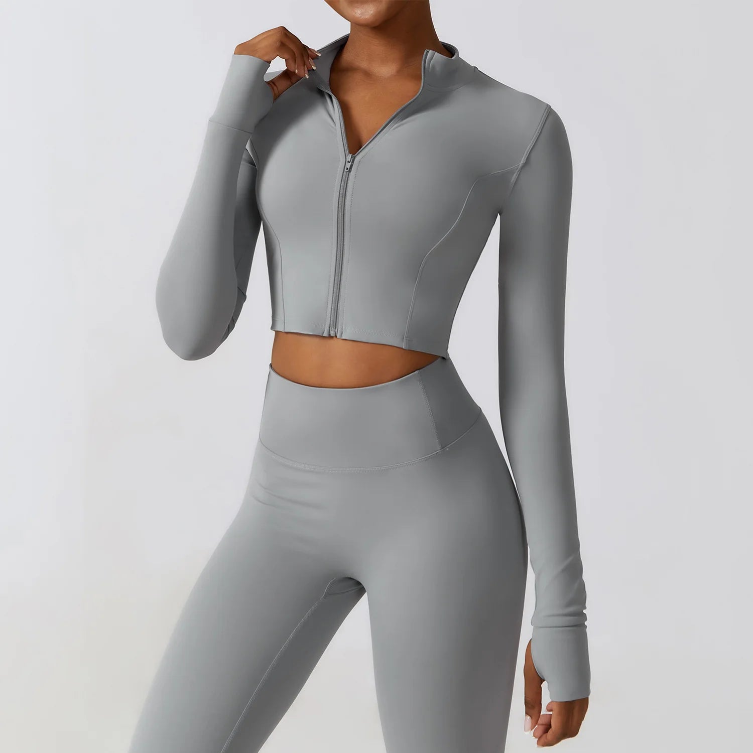 Quick-Drying Yoga Clothes 15 Colors Zipper Outdoor Running Sports Yoga Jacket Slimming Fitness Long-Sleeved Jacket Girls