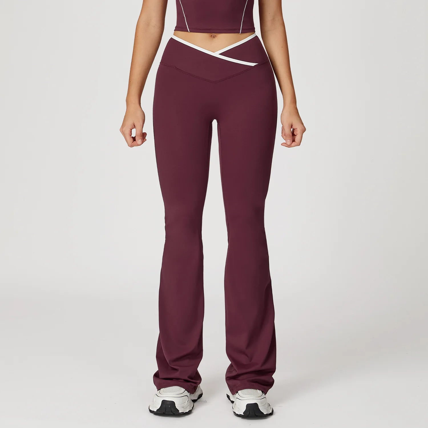 Factory Women Yoga Pants Naked Feel Flare Leggings High Waist Crossover Workout Pants Slim Fit Fitness Trousers
