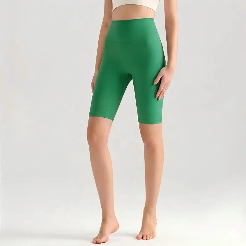Women High Waisted Seamless Front Biker Shorts Sculpting Fit Yoga Shorts Butt Lifting Gym Workout Cycling Essentials Shorts