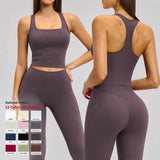 Women Square Neck Yoga Tank Top Padded Workout Gym Crop Top Athletic Compression Camisole Sleeveless Vest Custom Logo
