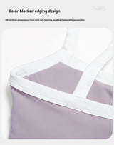 Contrast Color Halter Yoga Tank Top Women Crisscross Open Back Crop Sports Vest With Removable Custom LOGO