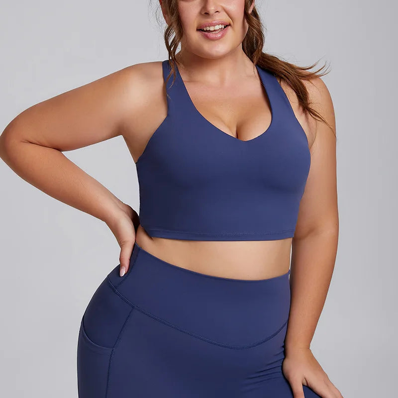 Custom XXXL Plus Size Active Sportswear Sports Bra High Waist High Elastic Pocket Yoga Pants Leggings Gym Fitness Sets