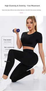 Factory New Reversible Breathable Ruched Striped Seamless Knitted Hip Yoga Exercise Fitness Sleeveless Pants Yoga Set