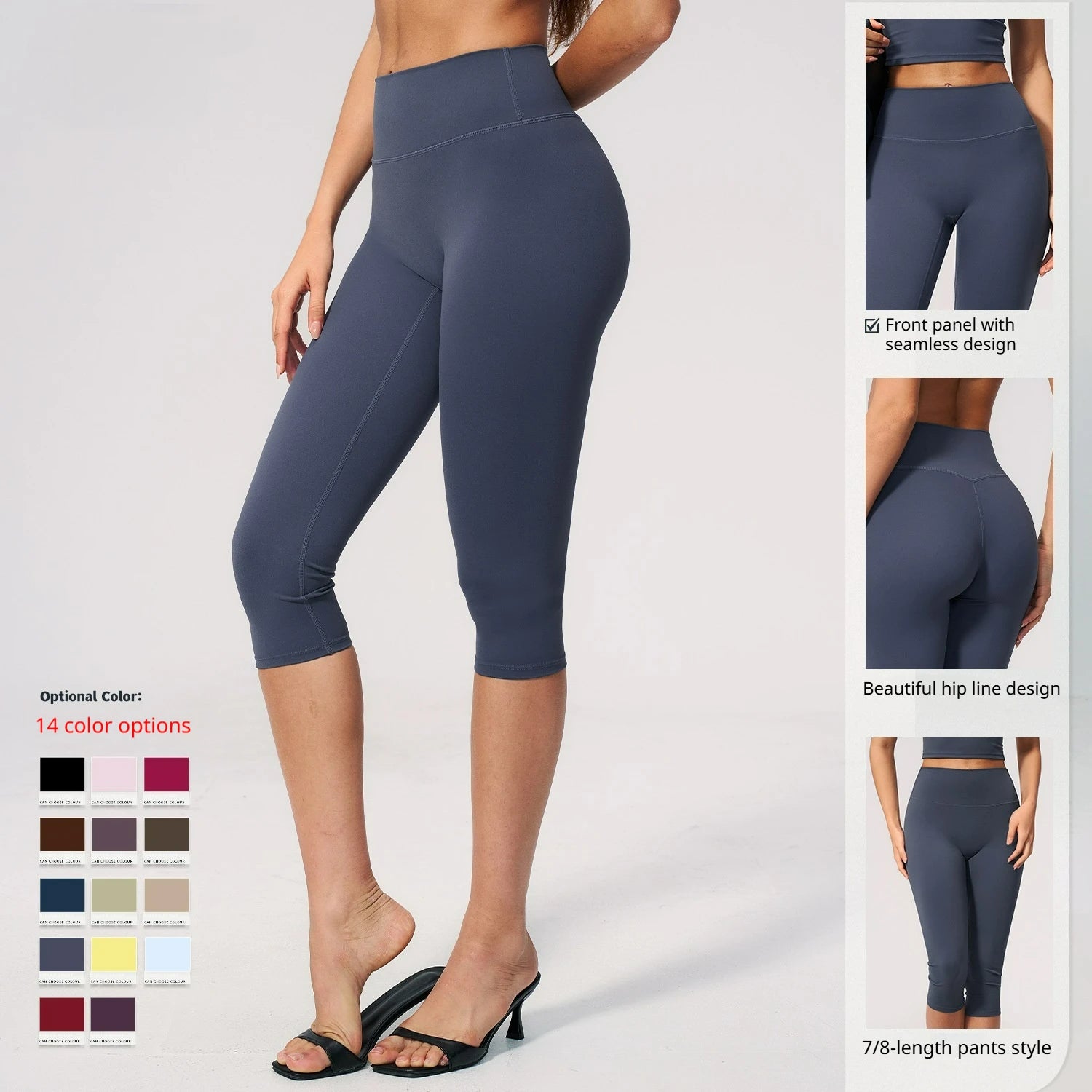 Custom Logo Women's High Waist Skinny Slim Fit Sports  Capri Leggings  for Gym Pilates Daily Wear Womens Capris