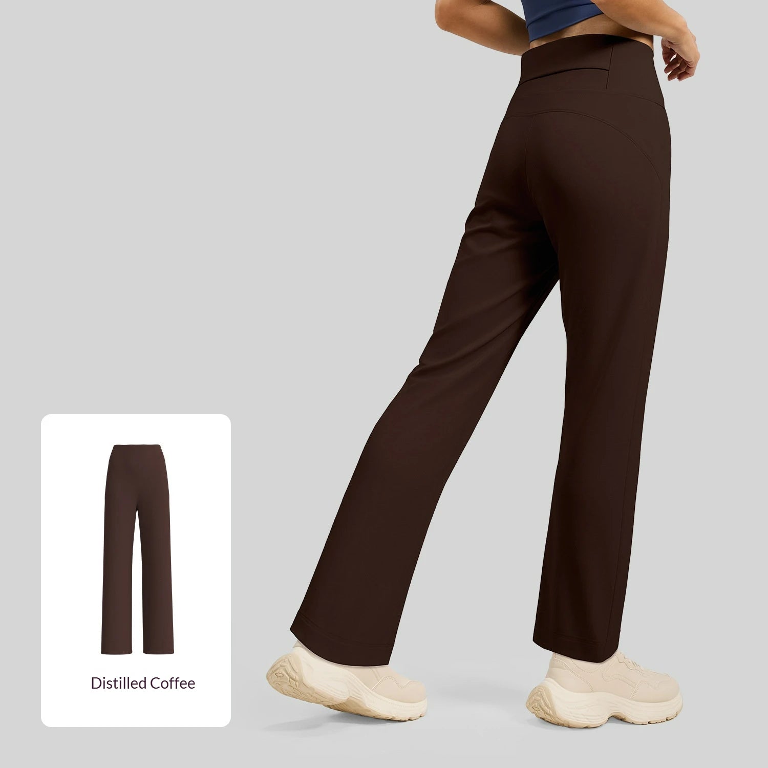 Plus Size High-Waisted Flared Leg Yoga Pants with Back Waist Pockets Tummy Control & Quick-Dry Breathable Fabric for Fitness.