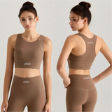 OEM Custom Logo Racerback Sports Bra Women High Support Seamless Gym Crop Tank Top Workout Activewear Vest