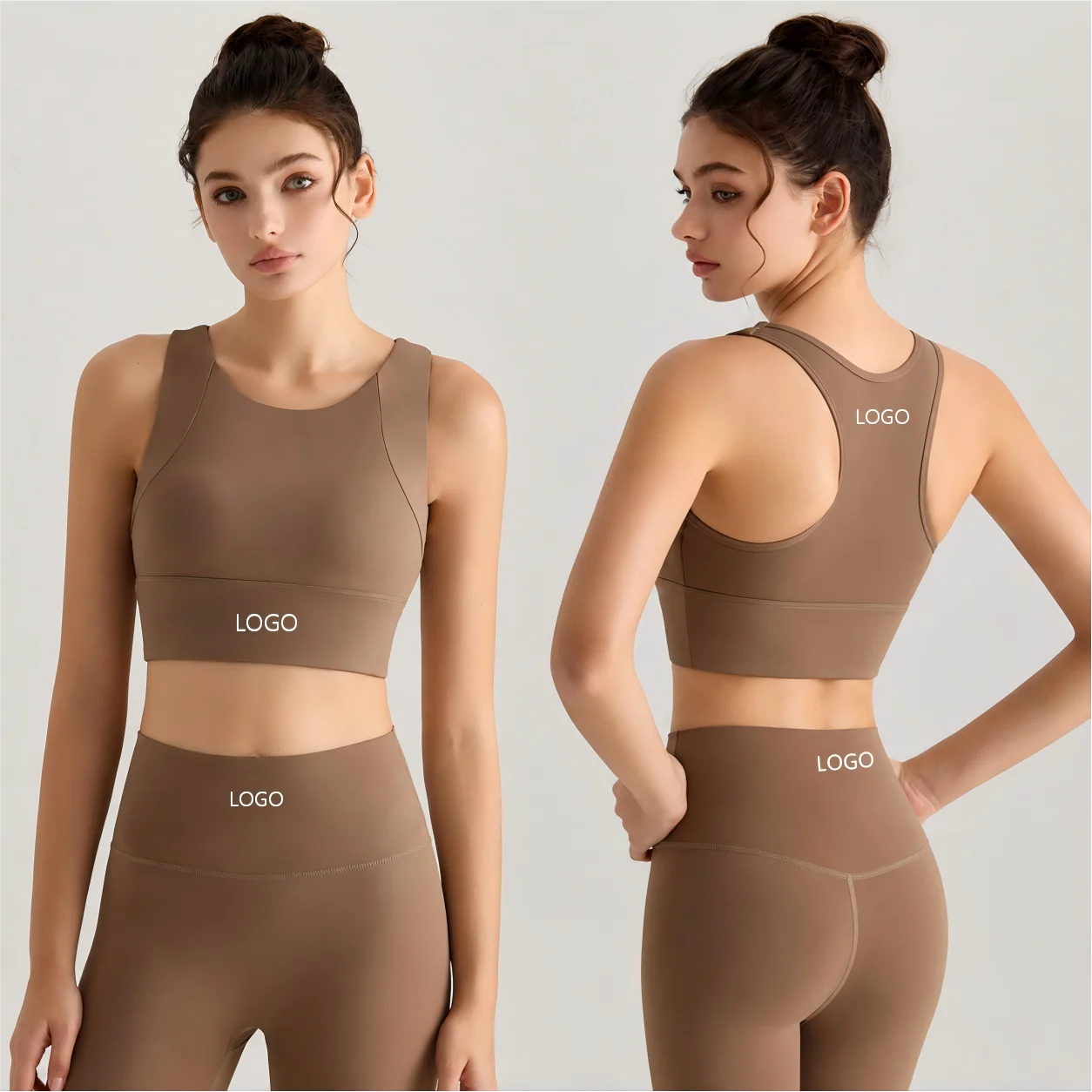 OEM Custom Logo Racerback Sports Bra Women High Support Seamless Gym Crop Tank Top Workout Activewear Vest