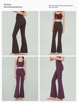 Custom LOGO High Waist Flare Yoga Pants Women Double Butt Lifting Leggings Slim Fit Bell Bottom Sports Trousers