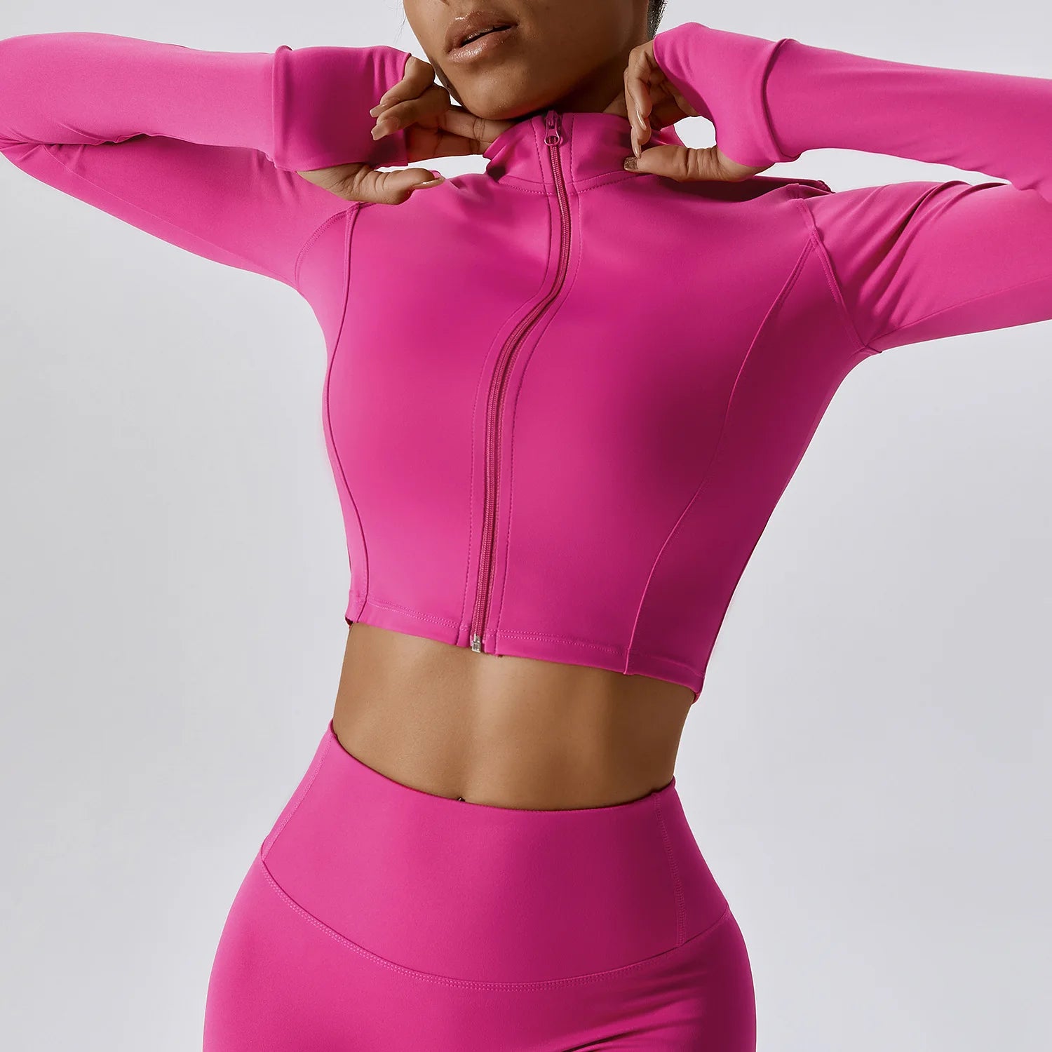 Quick-Drying Yoga Clothes 15 Colors Zipper Outdoor Running Sports Yoga Jacket Slimming Fitness Long-Sleeved Jacket Girls