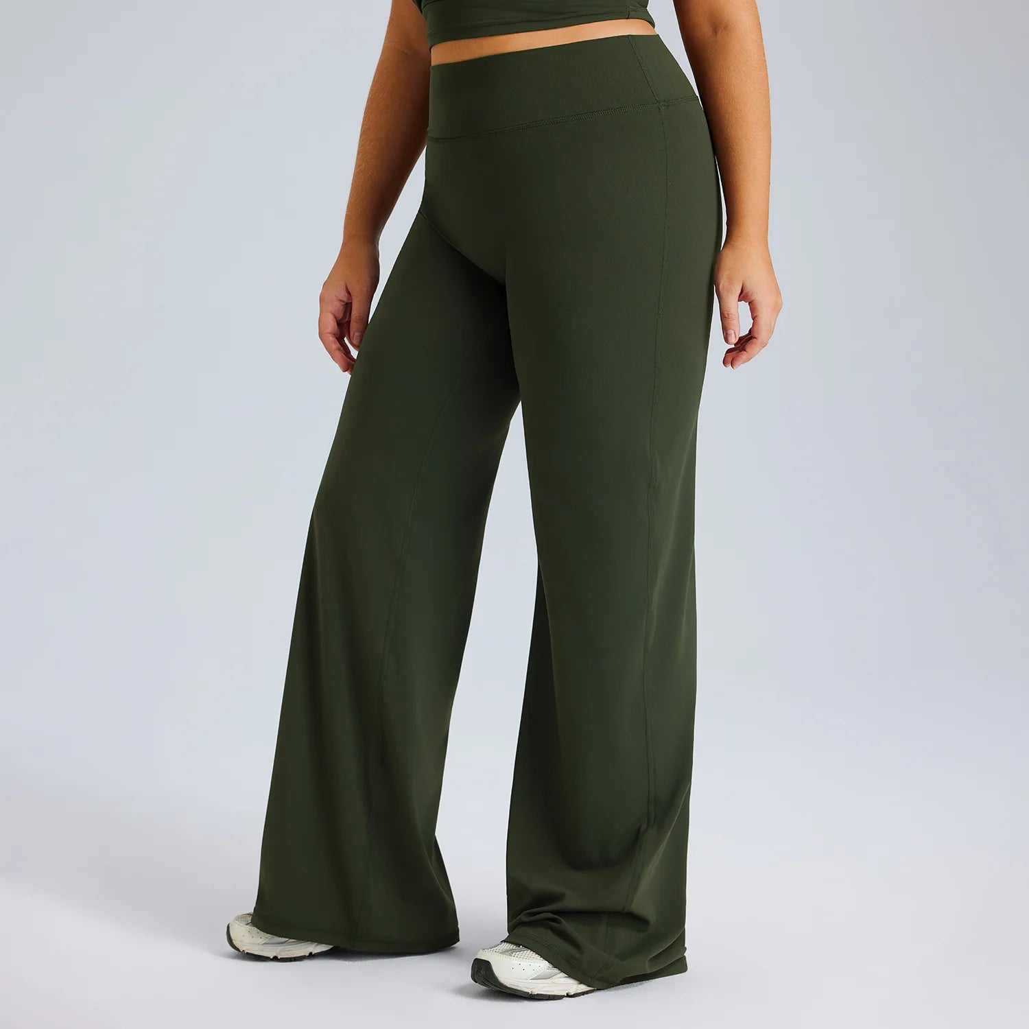 2026 Custom Plus Size Women's Gym&Yoga Sets Sleeveless Activewear Square Neck Top High Waist Wide Leg Flare Pants Fitness Sets