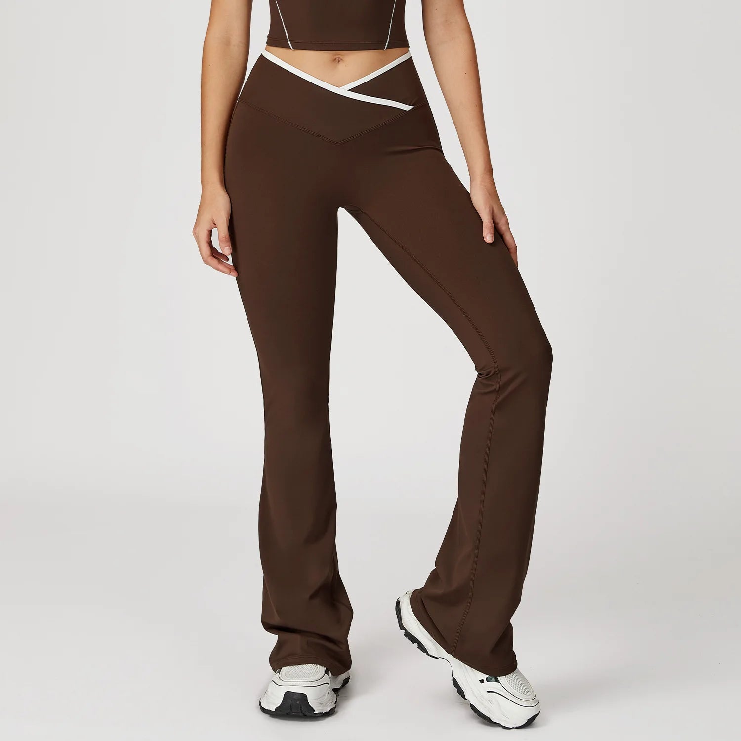 Factory Women Yoga Pants Naked Feel Flare Leggings High Waist Crossover Workout Pants Slim Fit Fitness Trousers