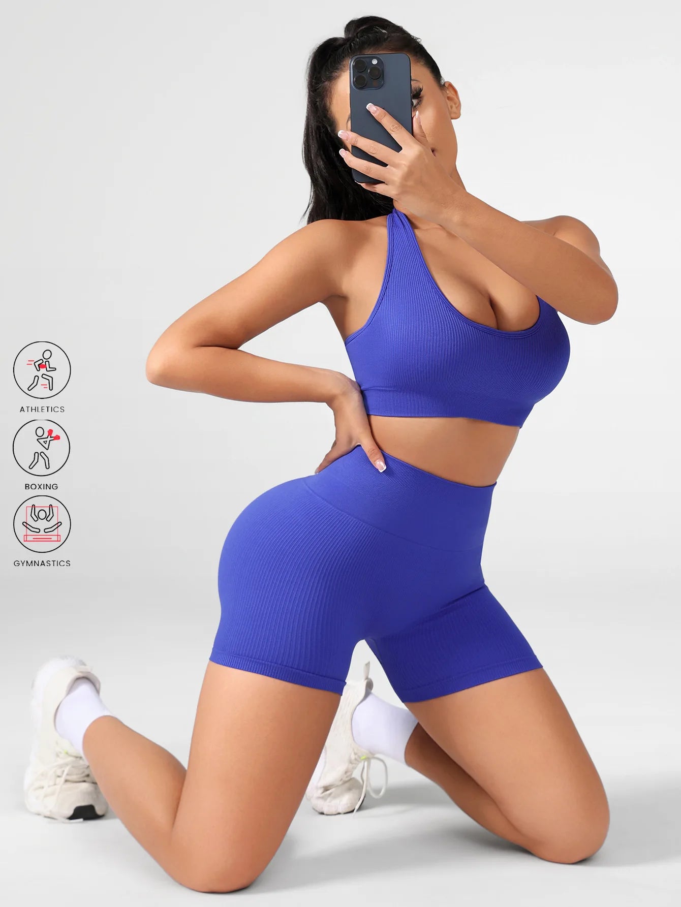 Factory Seamless Thread Three Part Pants High Waist Solid Shorts Fitness Running Yoga Set Women's Hip Lifting Wholesale