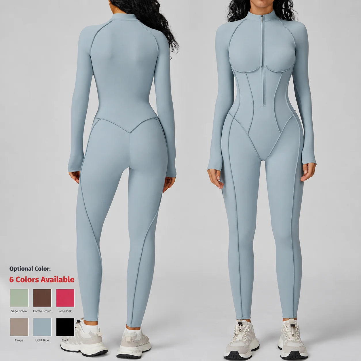 Zippered Front Breathable Gym Fitness Jumpsuit for Women Workout  Yoga Jumpsuit High Impact Sports Suit  Custom Logo