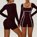 Leopard Seamless Activewear Women Long Sleeve Butt Lift Gym Workout Yoga Breathable & Quick-Dry Jumpsuits Workout Bodysuit