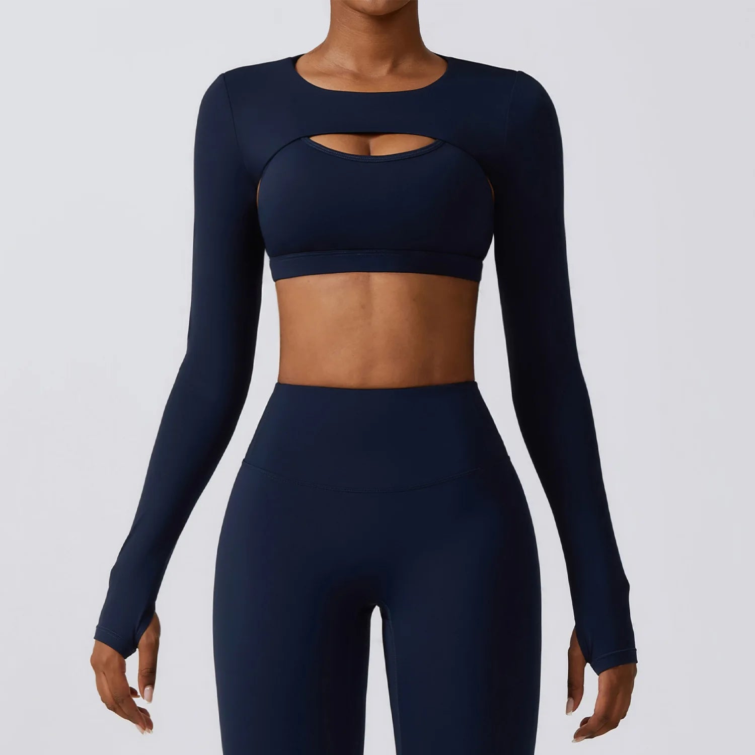 Gym Fitness Sets Women High Quality Sports Outfit Scrunch Leggings Bra Front Quick Dry Spandex/Nylon Skinny Fit Long Sleeve