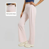 Plus Size High-Waisted Flared Leg Yoga Pants with Back Waist Pockets Tummy Control & Quick-Dry Breathable Fabric for Fitness.