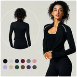 Breathable Reflective Running Gym Sport Jacket Slim Fit Yoga Jacket Full Zip Long Sleeve Workout Top Custom Logo