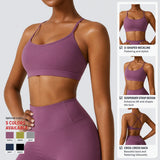 Sports Bra Women Criss Cross Back Yoga Bra Padded Sexy U Neck Strappy Workout Gym Crop Top Custom Logo Bralette