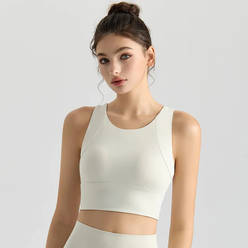 OEM Custom Logo Racerback Sports Bra Women High Support Seamless Gym Crop Tank Top Workout Activewear Vest