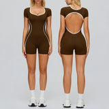 High Quality Women's Hollow Out Back Yoga Jumpsuit Bodysuit - Contrast Color Naked Feel Yoga Fitness Sports Wear for Running Gym