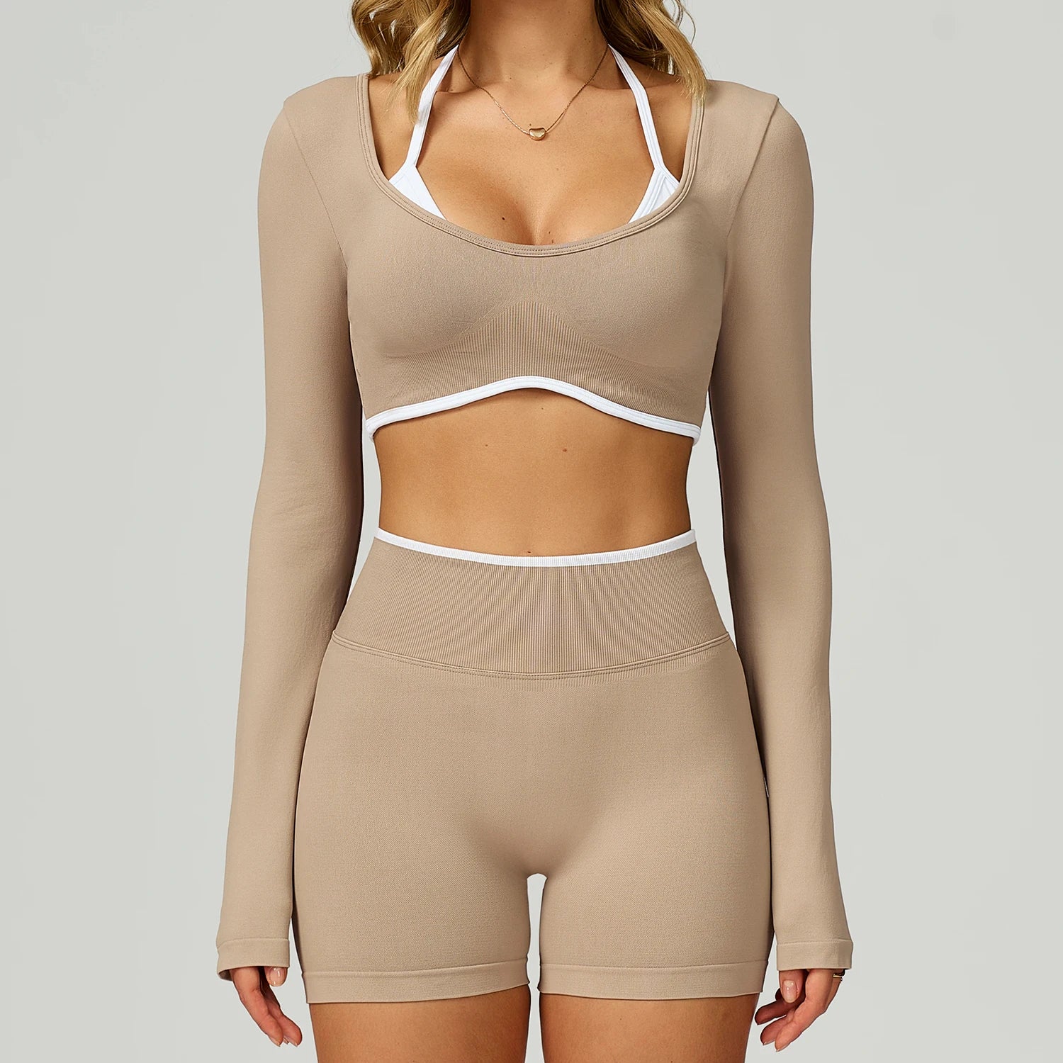 Women Seamless High Waist Yoga Sets Workout Leggings & Fitness Bra Color Blocking Sportswear Suit 2 Piece Gym Yoga Set