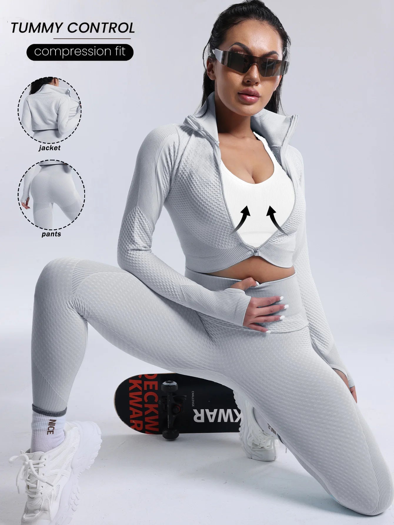 Custom New Solid Breathable Yoga Set Sports Yoga Jacket Top Tight Fitting Hip Lifting Abdominal Compression High Waist Leggings