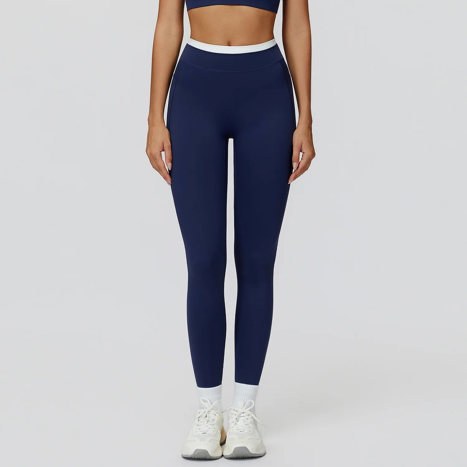 Women's Naked Feeling Yoga Pants, Ribbed High Waist Color Block Slim Fit Workout Leggings for Running & Fitness