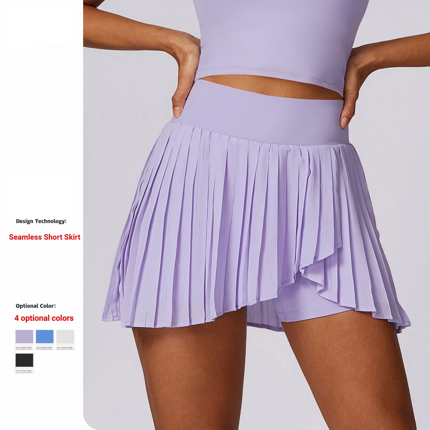 Custom Logo High Waist A-Line Pleated Tennis Skirt with Phone Pockets Anti-exposure Chiffon Golf Sports Skort