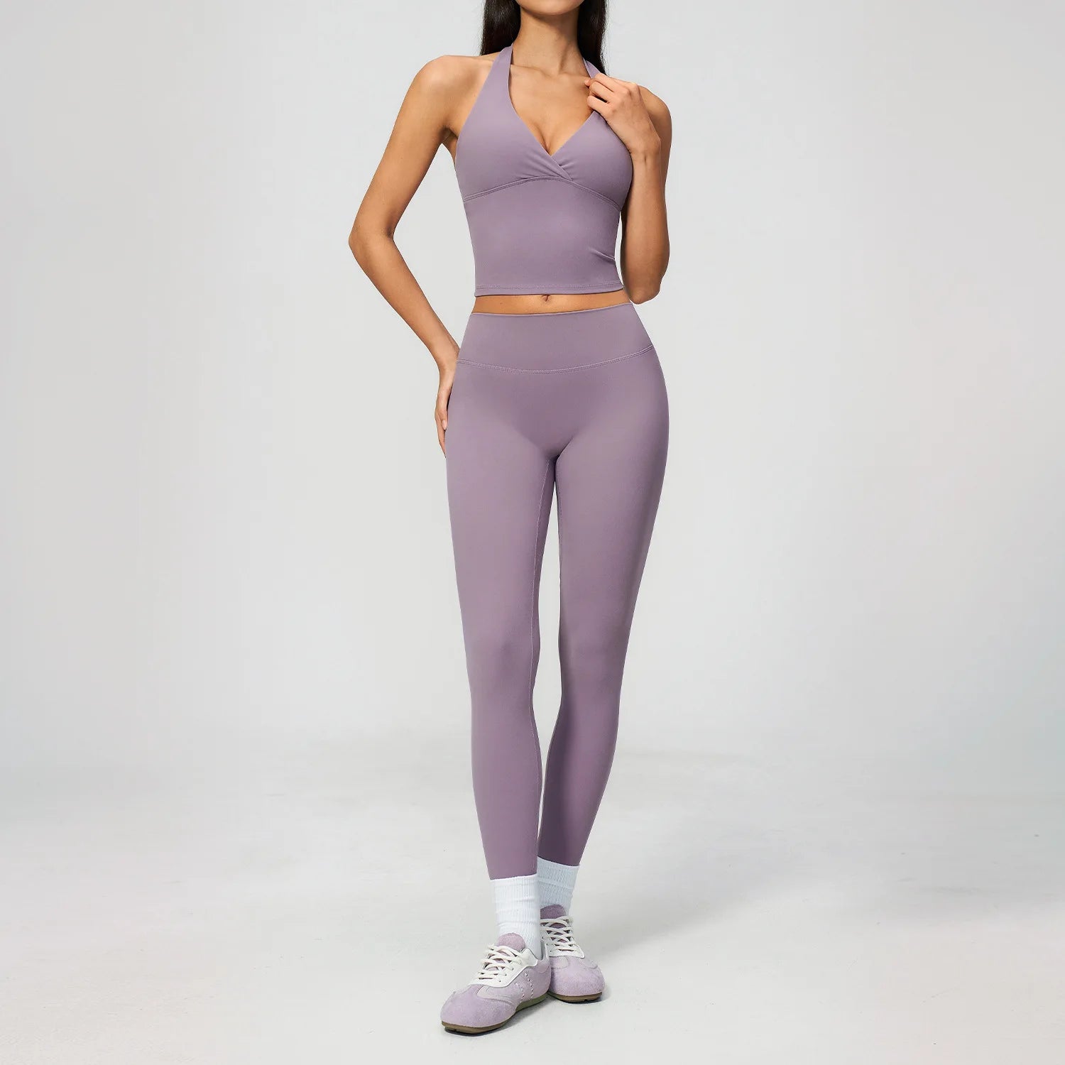 Women's Custom Activewear Set Seamless Quick Dry Sexy Yoga Leggings and Bra Solid Pattern Outdoor Gym Fitness Wear