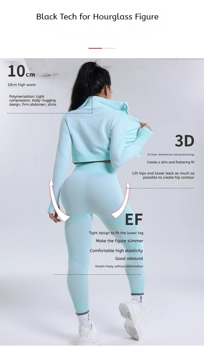 Custom New Solid Breathable Yoga Set Sports Yoga Jacket Top Tight Fitting Hip Lifting Abdominal Compression High Waist Leggings
