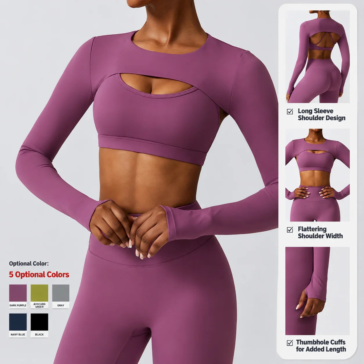 Gym Fitness Sets Women High Quality Sports Outfit Scrunch Leggings Bra Front Quick Dry Spandex/Nylon Skinny Fit Long Sleeve