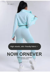 Custom New Solid Breathable Yoga Set Sports Yoga Jacket Top Tight Fitting Hip Lifting Abdominal Compression High Waist Leggings