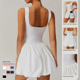 Women's Quick Dry Solid Tennis Golf Ballet & Plus Size Women's Dresses One-Piece Gym Vest & Sports Skirt Custom Logo