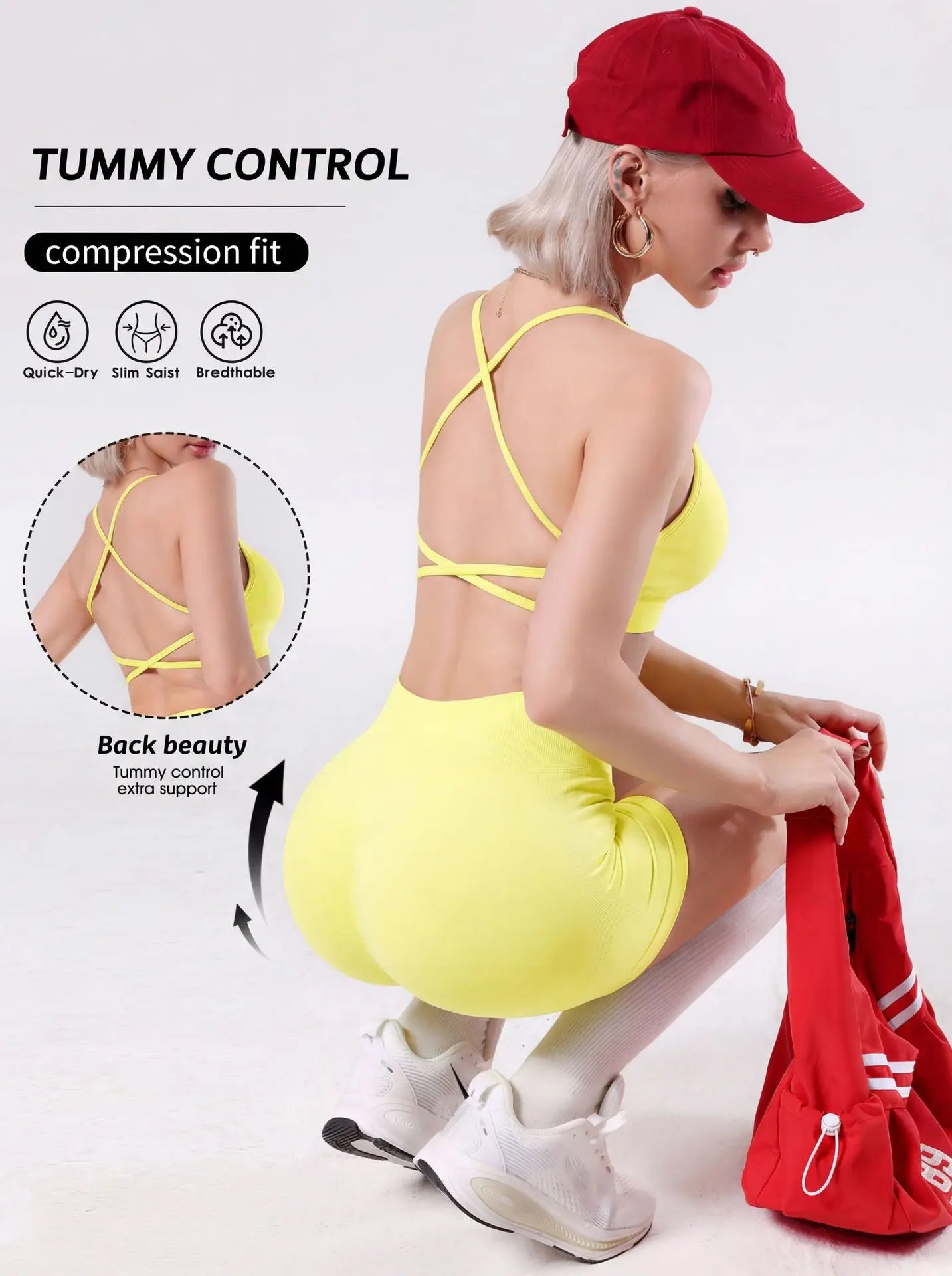 Women Lightweight Reversible Sports Bra Shorts Sets Quick Dry Seamless Yoga Bra High Impact Shock-proof Cross Back  Sport Bra