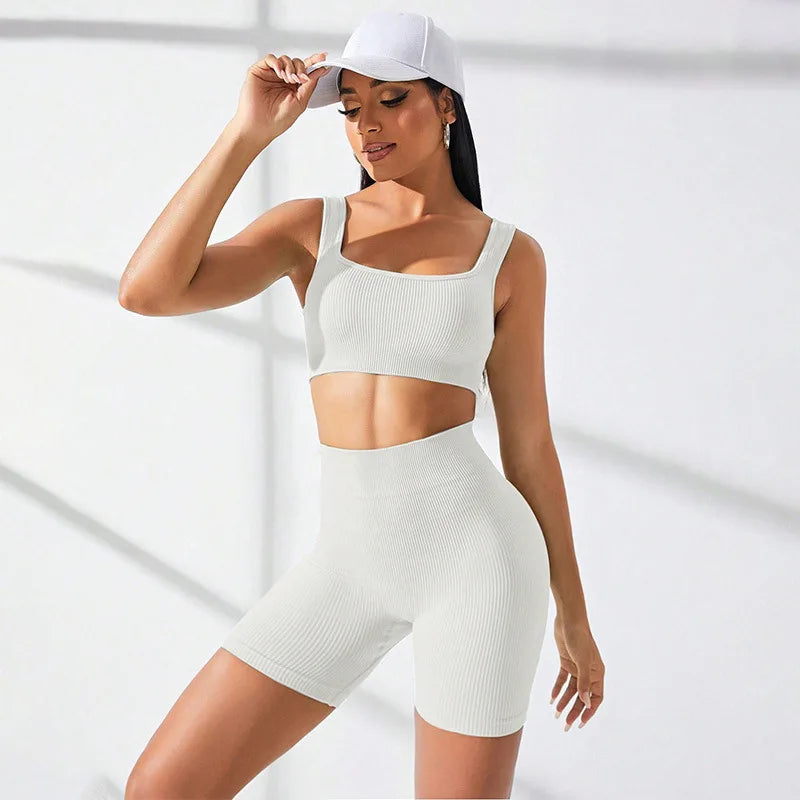 Women Gym Seamless Yoga Sets Sports Wear High Waist Athletic  Workout Set Coffee Activewear 2 Piece for Outdoor Sports