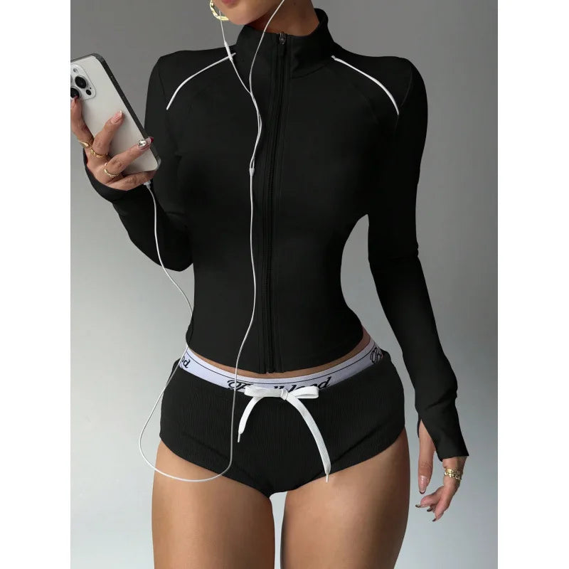 Breathable Reflective Running Gym Sport Jacket Slim Fit Yoga Jacket Full Zip Long Sleeve Workout Top Custom Logo